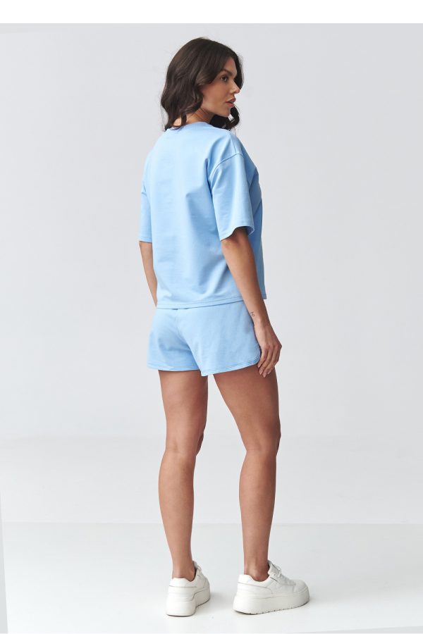 Blue Set in Pants, Trousers, Shorts with Cotton and Spandex