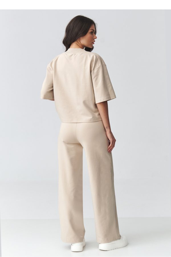 Beige Set in Pants, Trousers, Shorts with Cotton and Spandex