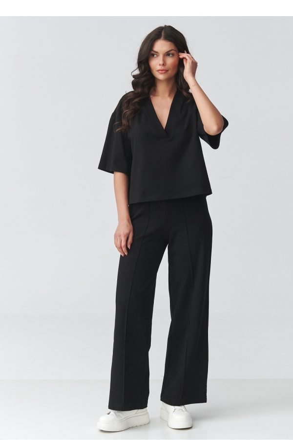 Black Set in Pants, Trousers, Shorts with Cotton and Spandex