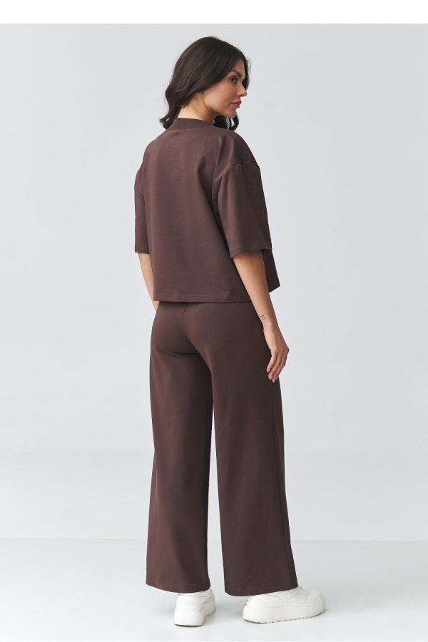 Brown Set in Pants, Trousers, Shorts with Cotton and Spandex