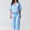 Blue Set in Pants, Trousers, Shorts with Cotton and Spandex