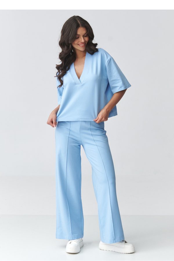Blue Set in Pants, Trousers, Shorts with Cotton and Spandex