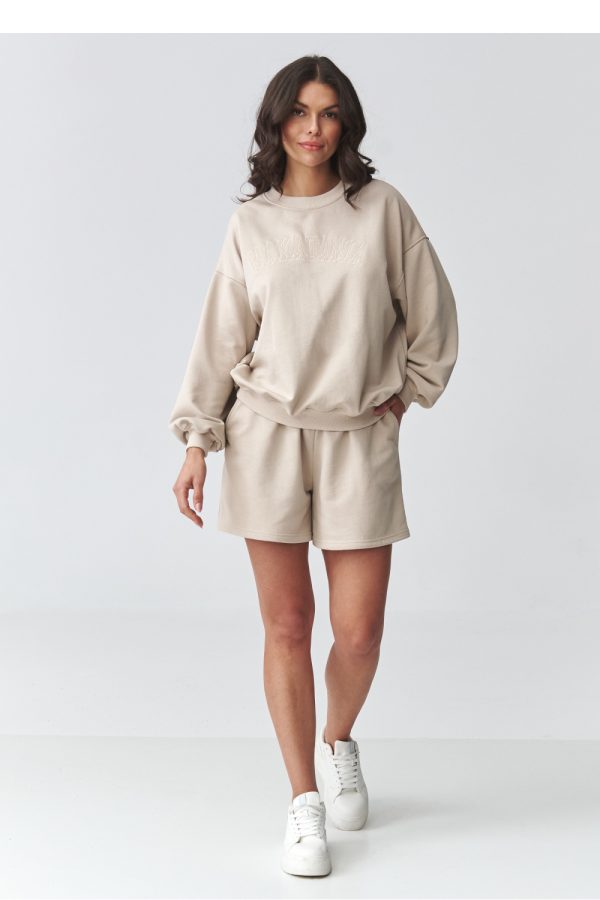Beige Set in Pants, Trousers, Shorts with Cotton and Spandex
