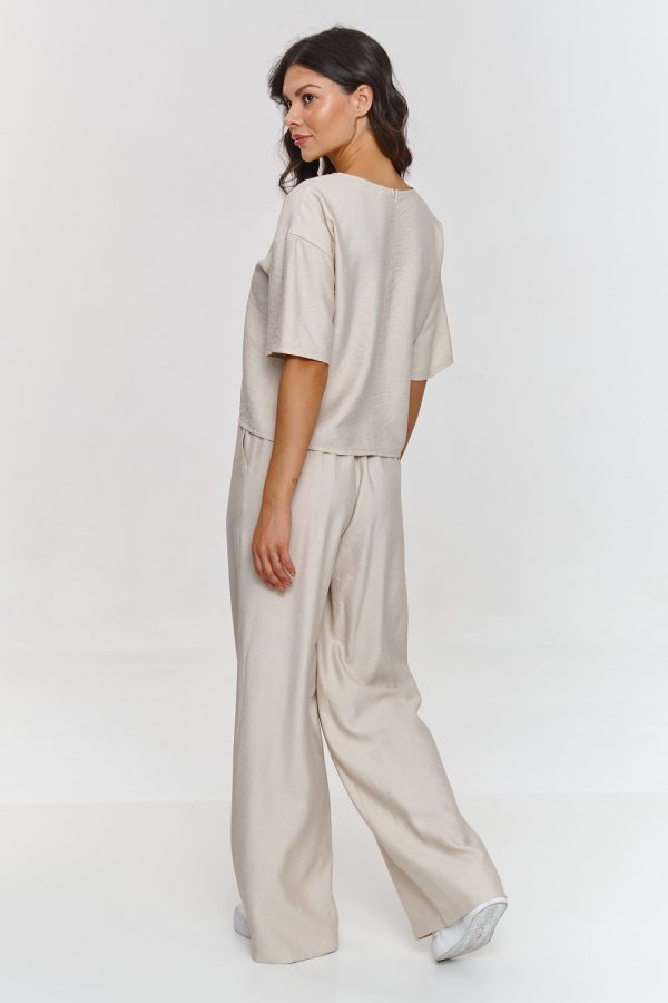 Beige Set in Pants, Trousers, Shorts with Nylon and Rayon
