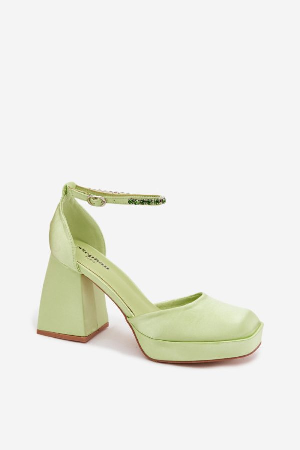 Green Heel Sandals in Sandals & Flip-Flops For Women with Fabric, Footbed and Heel Height