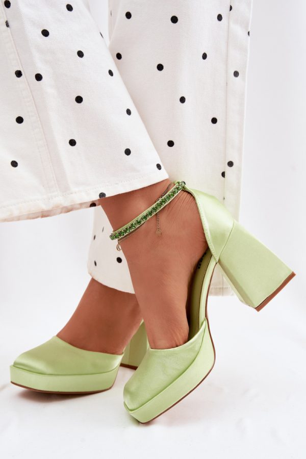 Green Heel Sandals in Sandals & Flip-Flops For Women with Fabric, Footbed and Heel Height
