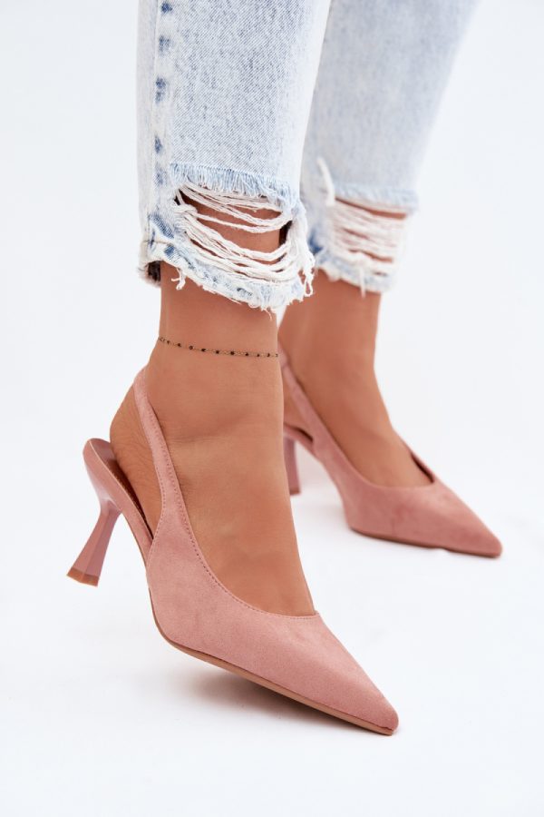 Pink Heel Sandals in Sandals & Flip-Flops For Women with Fabric, Footbed and Heel Height