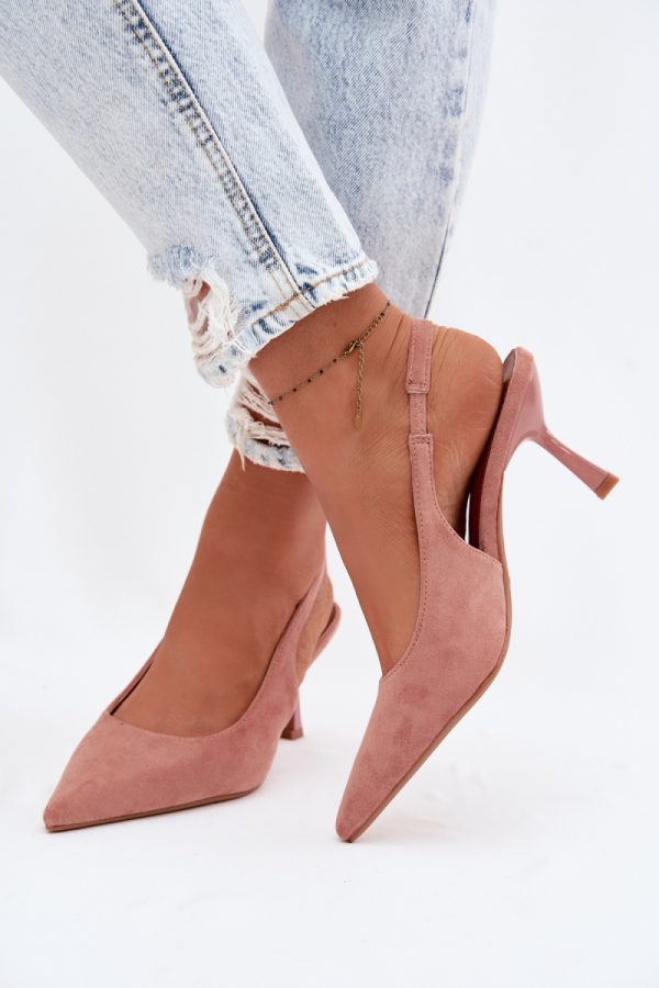 Pink Heel Sandals in Sandals & Flip-Flops For Women with Fabric, Footbed and Heel Height