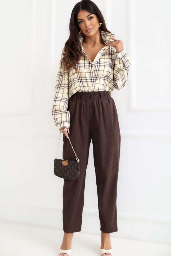 Brown Corduroy Trousers in Pants, Trousers, Shorts with Polyester