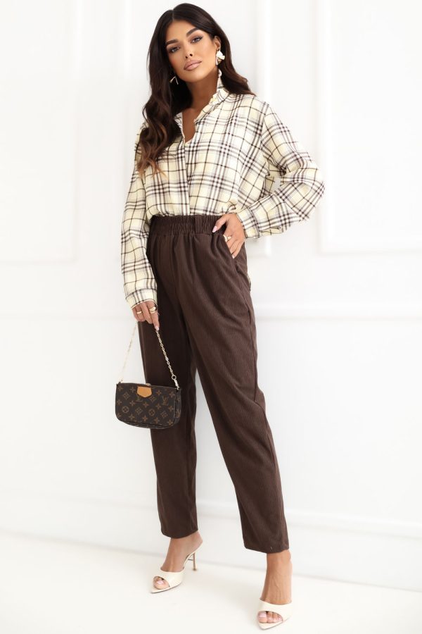 Brown Corduroy Trousers in Pants, Trousers, Shorts with Polyester