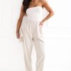 Beige Corduroy Trousers in Pants, Trousers, Shorts with Polyester