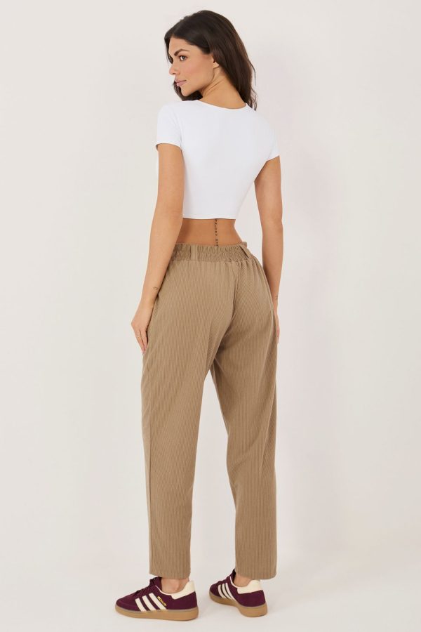 Beige Corduroy Trousers in Pants, Trousers, Shorts with Polyester
