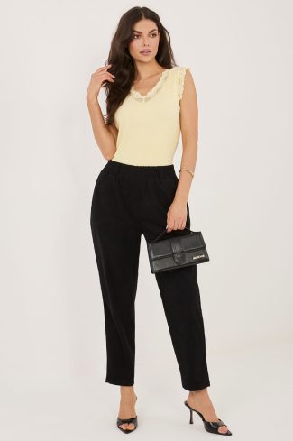 Black Corduroy Trousers in Pants, Trousers, Shorts with Polyester