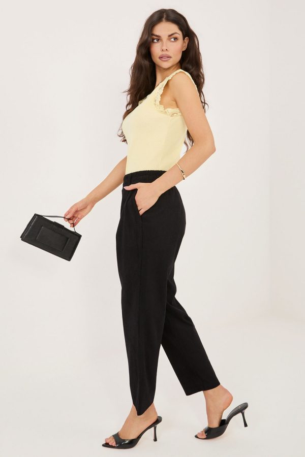 Black Corduroy Trousers in Pants, Trousers, Shorts with Polyester