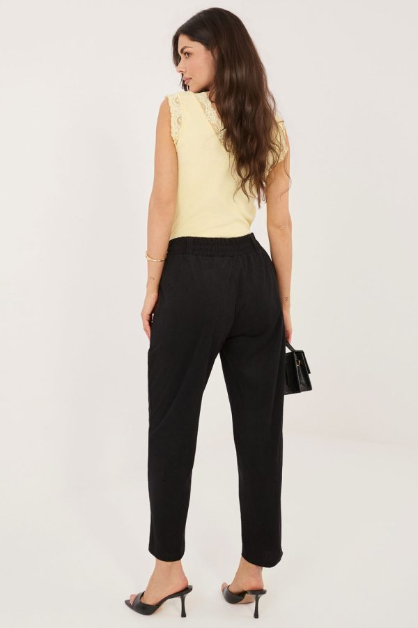 Black Corduroy Trousers in Pants, Trousers, Shorts with Polyester