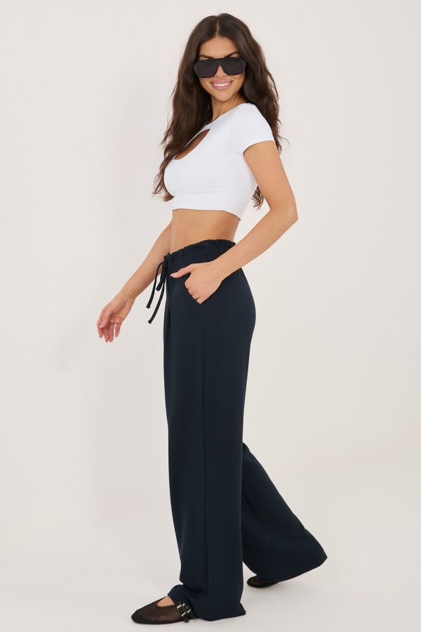 Navy Blue Tracksuit Trousers in Pants, Trousers, Shorts with Spandex and Viscose