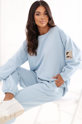 Blue Set in Pants, Trousers, Shorts with Cotton and Spandex