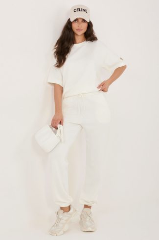 Beige Set in Pants, Trousers, Shorts with Spandex and Viscose