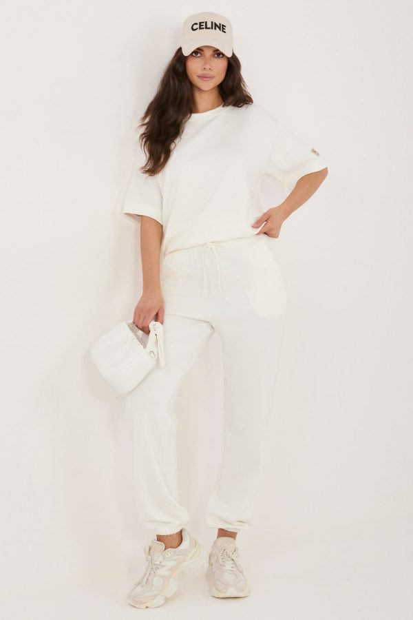 Beige Set in Pants, Trousers, Shorts with Spandex and Viscose