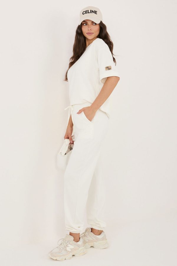 Beige Set in Pants, Trousers, Shorts with Spandex and Viscose