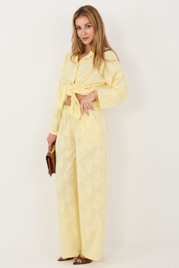 Yellow Set in Pants, Trousers, Shorts with Spandex and Viscose