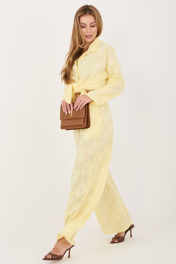 Yellow Set in Pants, Trousers, Shorts with Spandex and Viscose