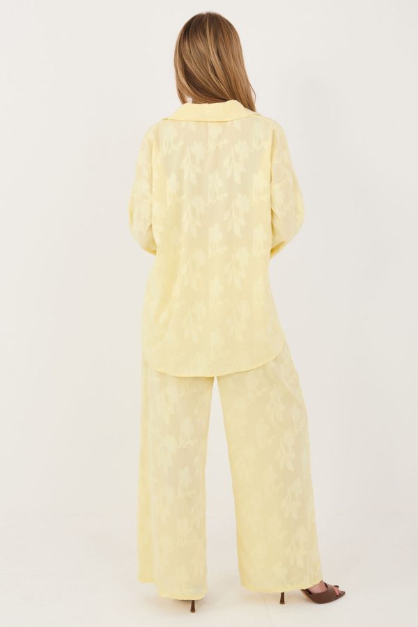 Yellow Set in Pants, Trousers, Shorts with Spandex and Viscose
