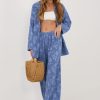 Blue Set in Pants, Trousers, Shorts with Spandex and Viscose