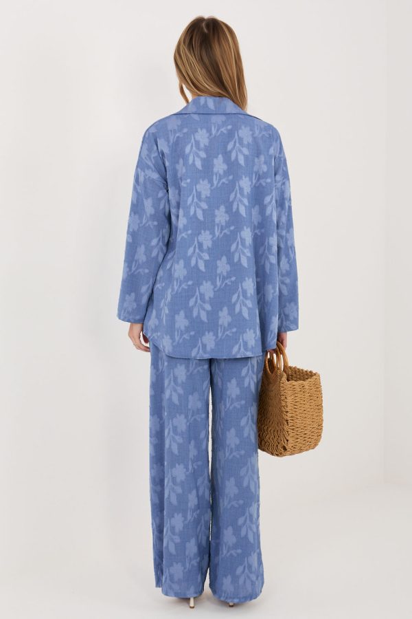Blue Set in Pants, Trousers, Shorts with Spandex and Viscose