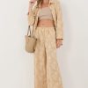 Beige Set in Pants, Trousers, Shorts with Spandex and Viscose