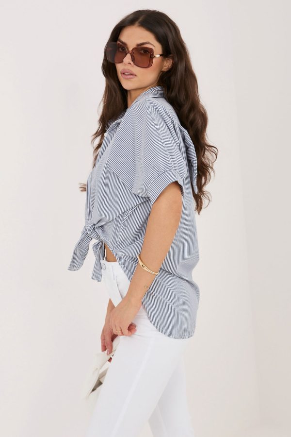 Grey Short Sleeve Shirt in Shirts For Women with Cotton and Spandex