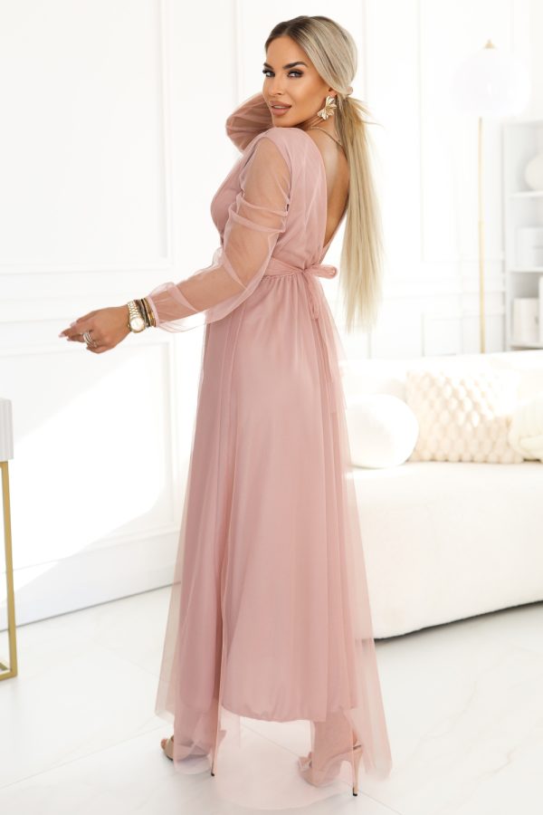 Pink Long Dress in Evening Dresses with Spandex and Polyester