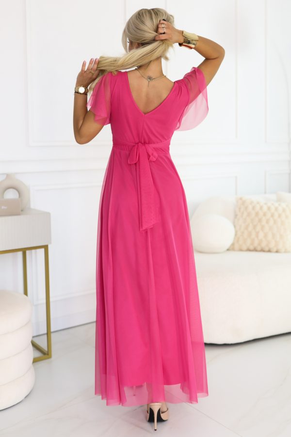 Pink Long Dress in Evening Dresses with Spandex and Polyester