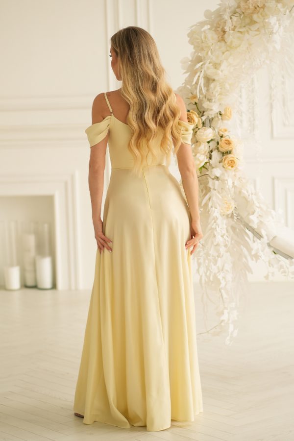 Yellow Long Dress in Evening Dresses with Spandex and Polyester