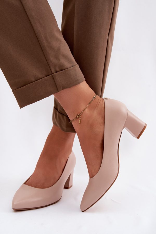 beige Block heel pumps model 227160 Step in style