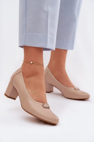 beige Block heel pumps model 227173 Step in style