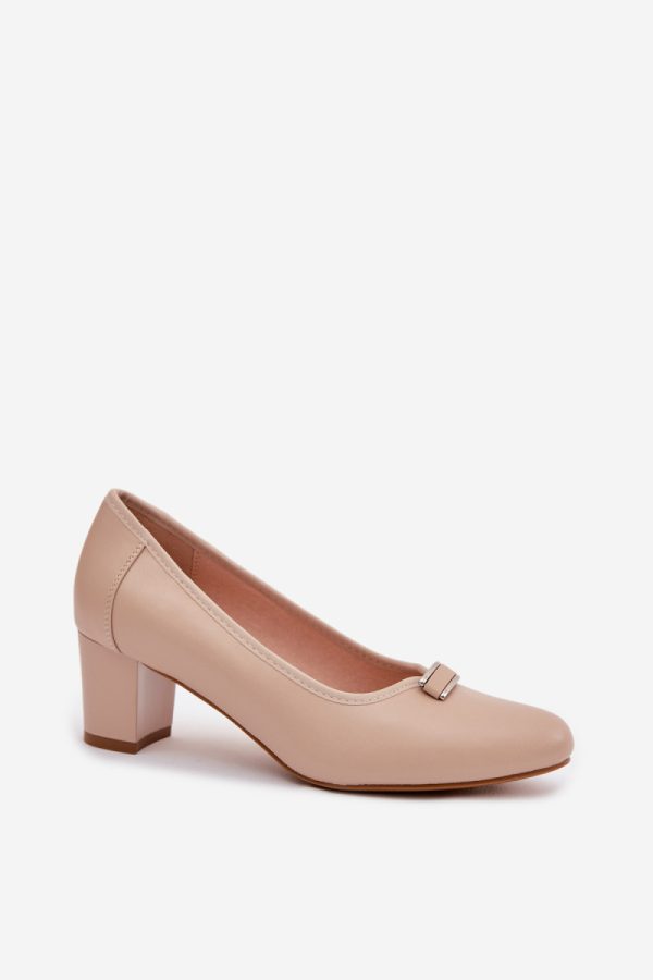 beige Block heel pumps model 227173 Step in style