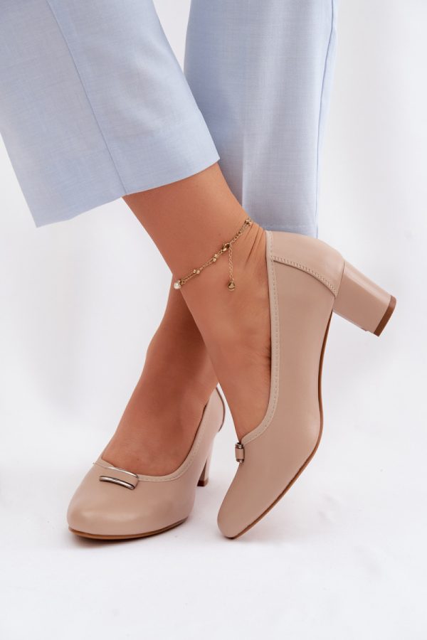 beige Block heel pumps model 227173 Step in style
