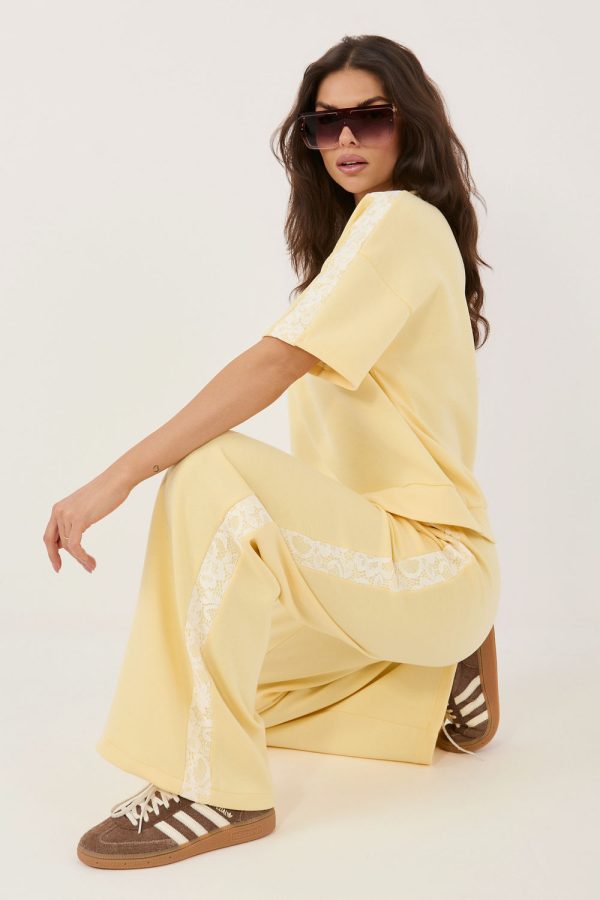Yellow Tracksuit Trousers in Pants, Trousers, Shorts with Spandex, Polyester and Viscose