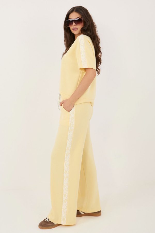 Yellow Tracksuit Trousers in Pants, Trousers, Shorts with Spandex, Polyester and Viscose