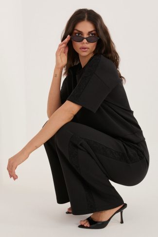 Black Tracksuit Trousers in Pants, Trousers, Shorts with Spandex, Polyester and Viscose