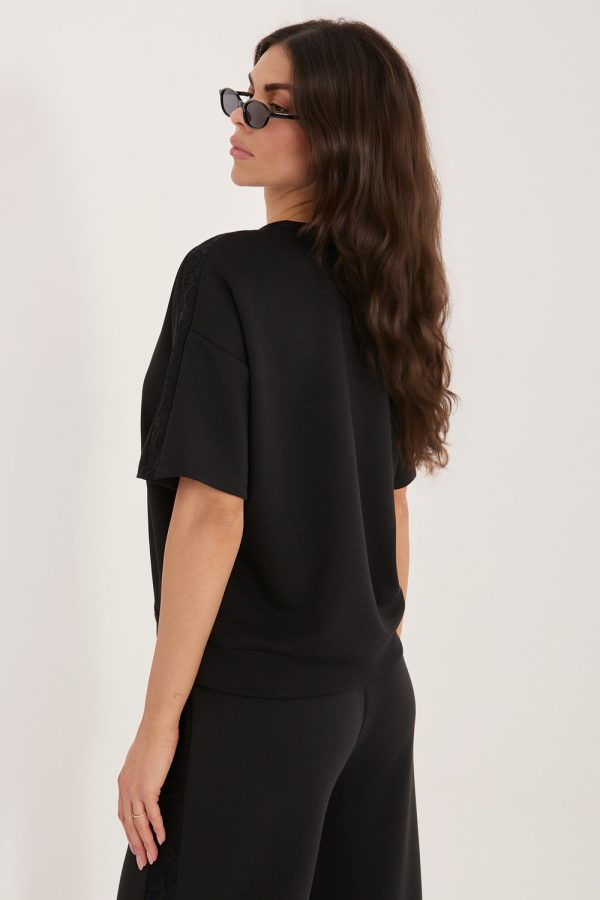 Black Blouse in Women`s Blouses, Tunics with Spandex, Polyester and Viscose