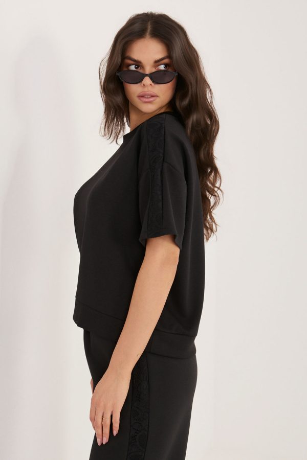 Black Blouse in Women`s Blouses, Tunics with Spandex, Polyester and Viscose