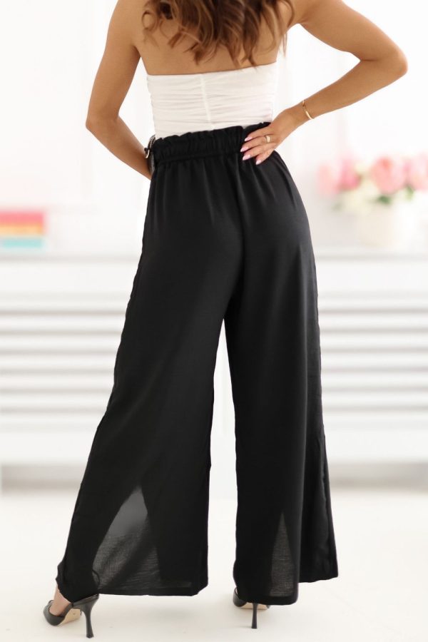 Black Women Trousers in Pants, Trousers, Shorts with Spandex and Viscose