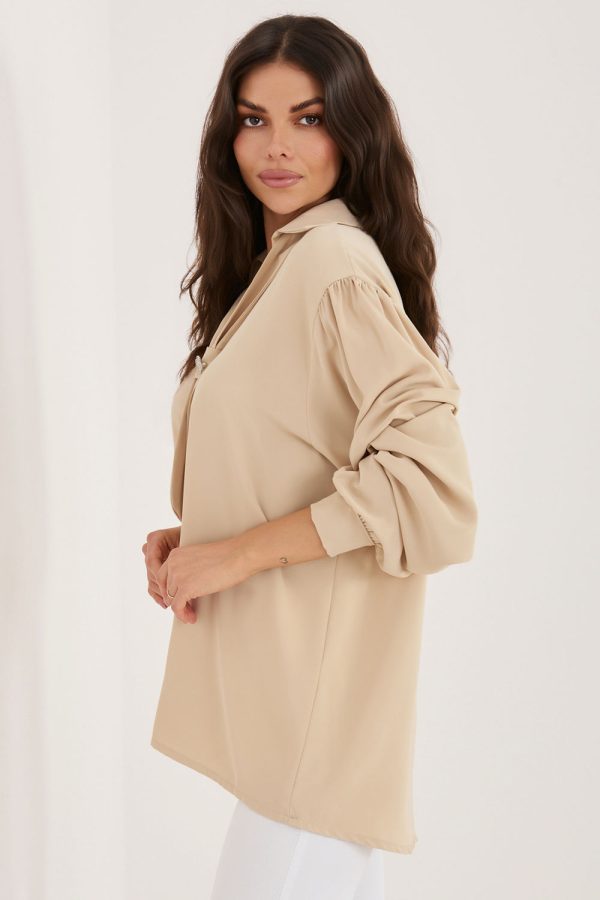 Beige Blouse in Women`s Blouses, Tunics with Polyester