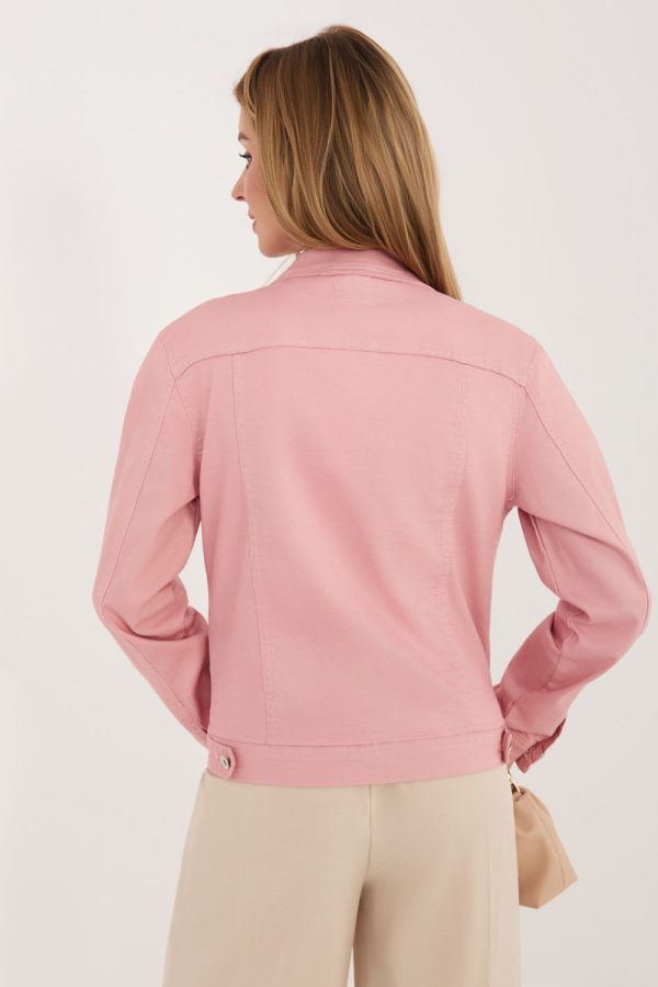 Pink Denim Jacket in Women`s Coats, Jackets with Cotton, Spandex and Polyester