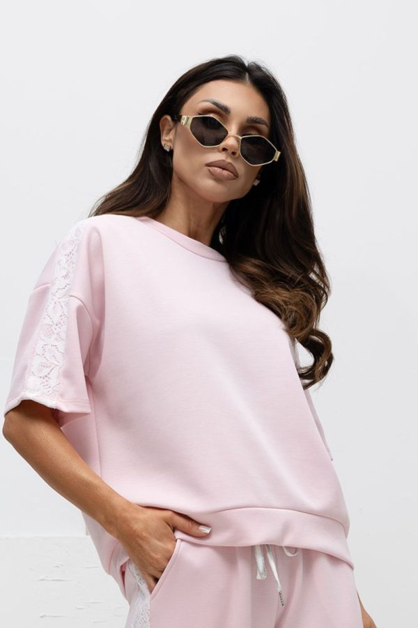 Pink Blouse in Women`s Blouses, Tunics with Spandex, Polyester and Viscose