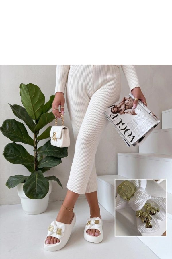 White Platform Sandals in Sandals & Flip-Flops For Women with Fabric, Footbed and Platform Height