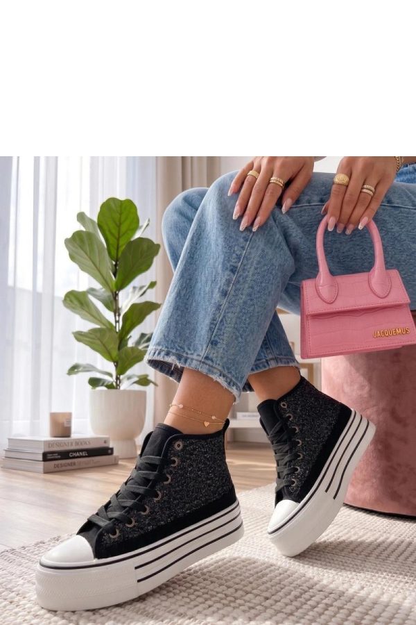 Black Platform Sneakers..Fabric, Footbed and Platform Height
