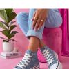 1123171 Blue Platform Sneakers....Fabric, Footbed and Platform Height